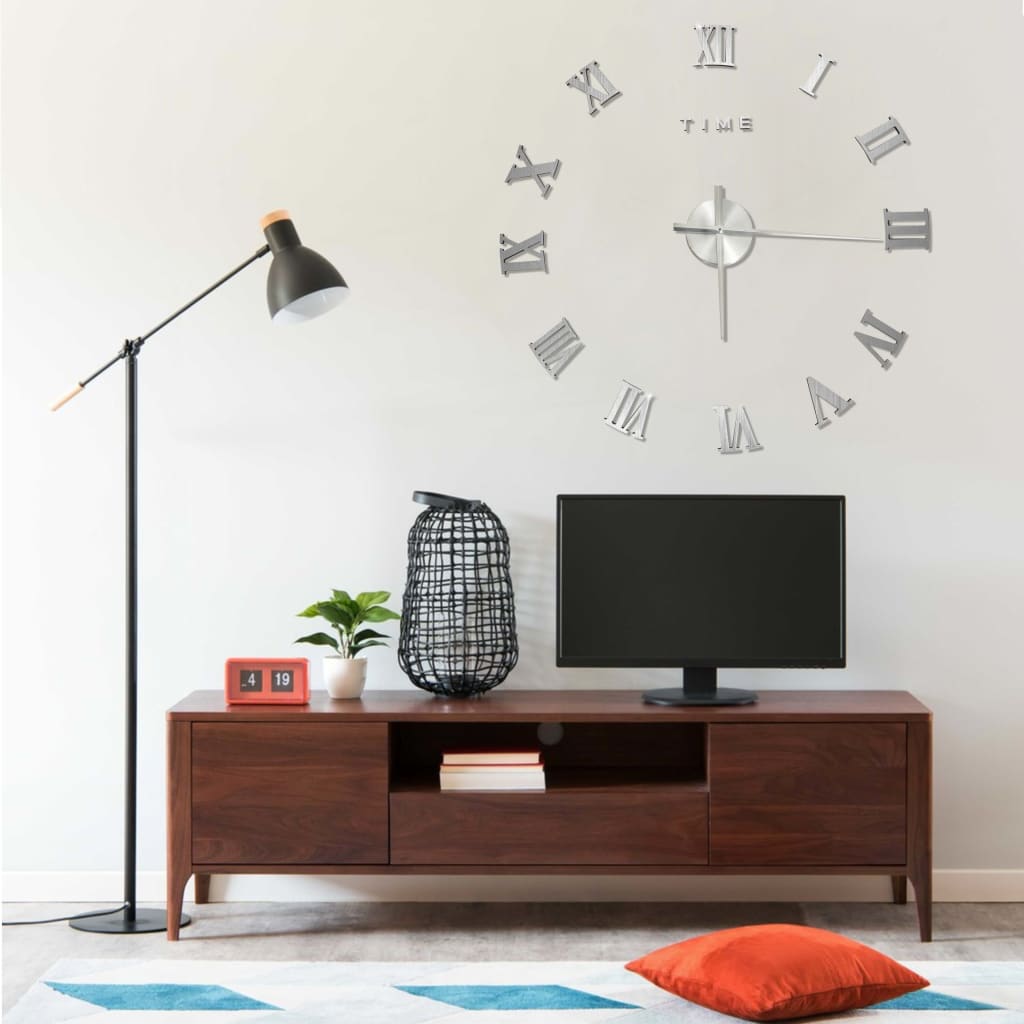 3D-wandklok modern XXL 100 cm zilverkleurig is nu te koop bij PeponiXL, paradijselijk wonen!
