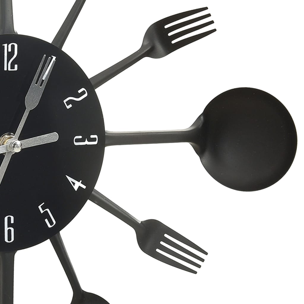 Wandklok lepel-en-vork 40 cm aluminium zwart is nu te koop bij PeponiXL, paradijselijk wonen!