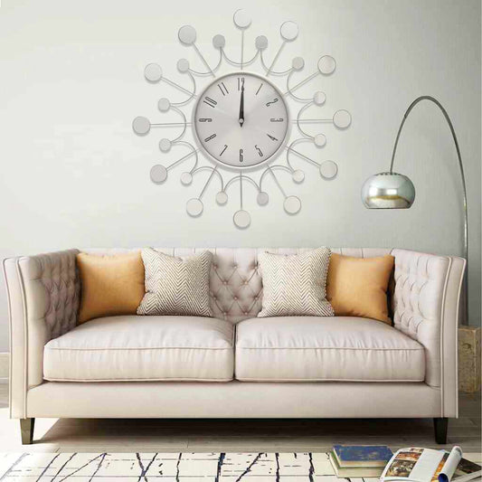 Wandklok 40 cm metaal zilverkleurig is nu te koop bij PeponiXL, paradijselijk wonen!