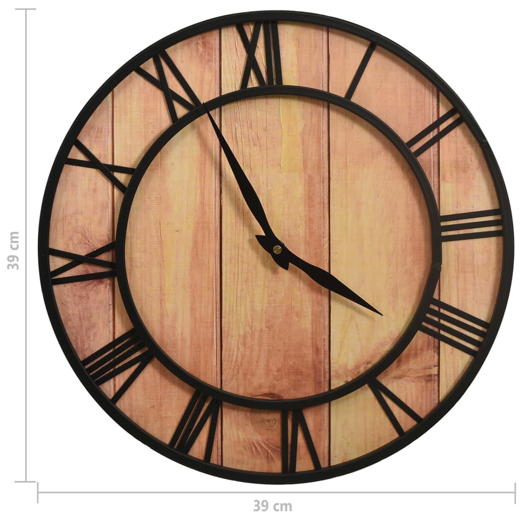 Wandklok 39 cm MDF en ijzer bruin en zwart is nu te koop bij PeponiXL, paradijselijk wonen!