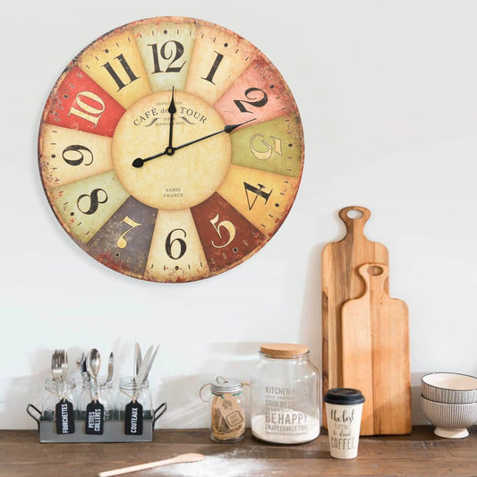 Wandklok vintage stijl 60 cm meerkleurig is nu te koop bij PeponiXL, paradijselijk wonen!