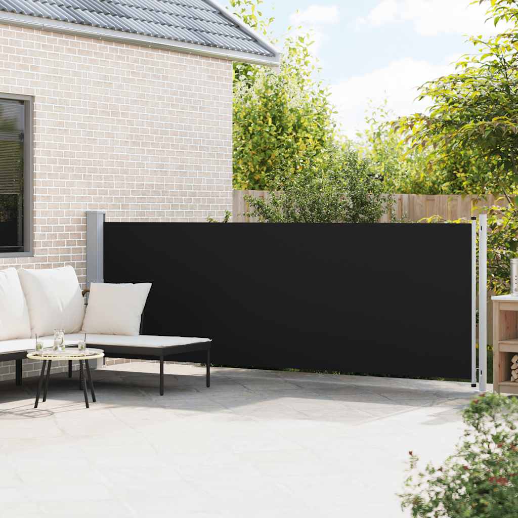 Tuinscherm uittrekbaar 140x600 cm zwart is nu te koop bij PeponiXL, paradijselijk wonen!