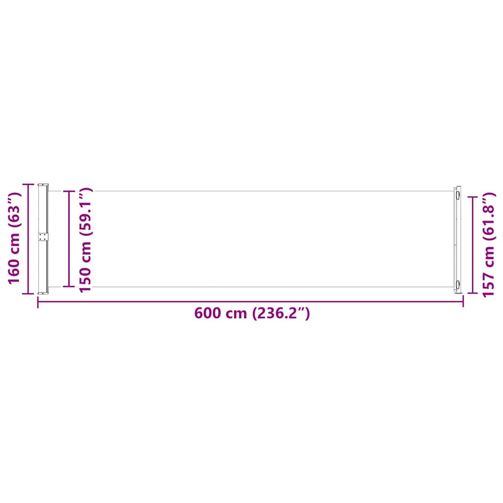 Tuinscherm uittrekbaar 600x160 cm grijs is nu te koop bij PeponiXL, paradijselijk wonen!