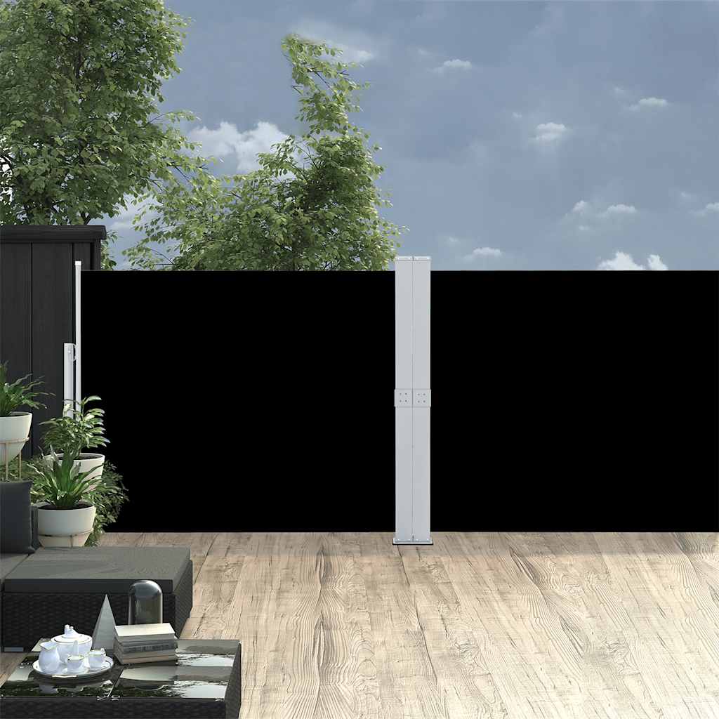 Tuinscherm uittrekbaar 140x1200 cm zwart is nu te koop bij PeponiXL, paradijselijk wonen!