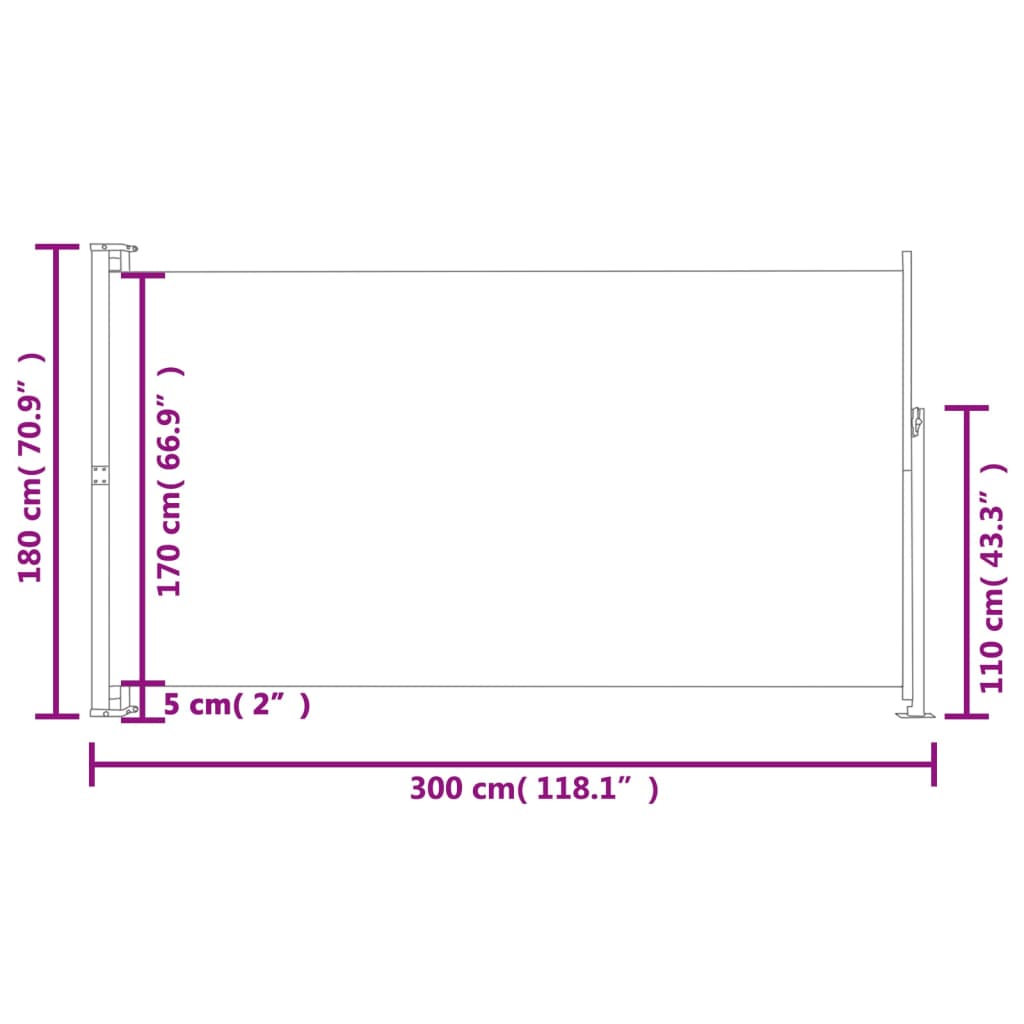 Tuinscherm uittrekbaar 180x300 cm crèmekleurig is nu te koop bij PeponiXL, paradijselijk wonen!