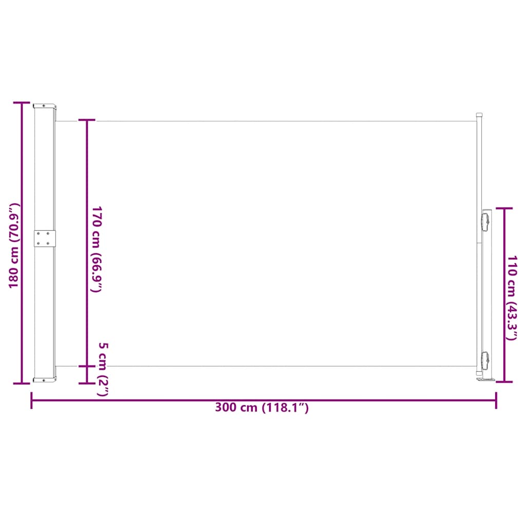 Tuinscherm uittrekbaar 180x300 cm crèmekleurig is nu te koop bij PeponiXL, paradijselijk wonen!