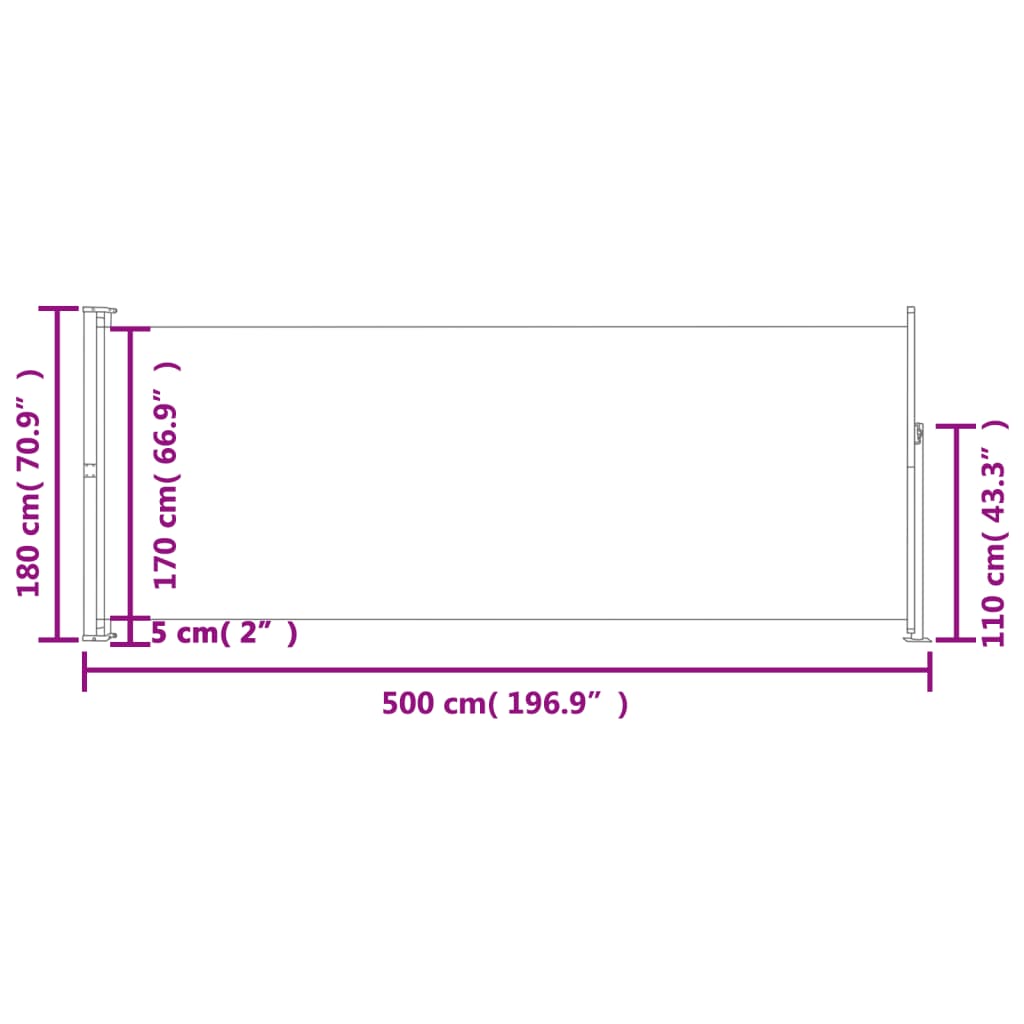 Tuinscherm uittrekbaar 180x500 cm zwart is nu te koop bij PeponiXL, paradijselijk wonen!