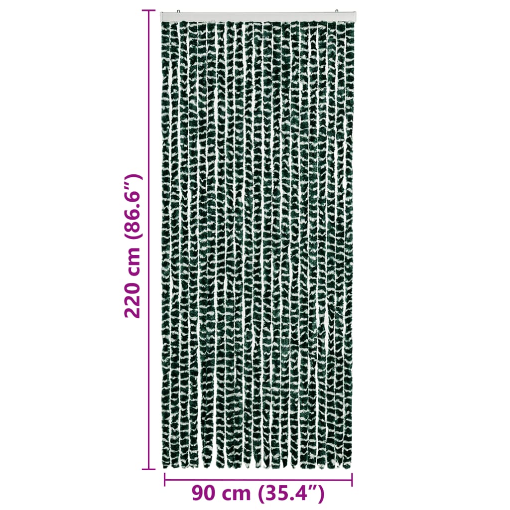 Vliegengordijn 90x220 cm chenille groen en wit is nu te koop bij PeponiXL, paradijselijk wonen!