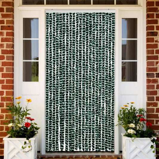 Vliegengordijn 90x220 cm chenille groen en wit is nu te koop bij PeponiXL, paradijselijk wonen!