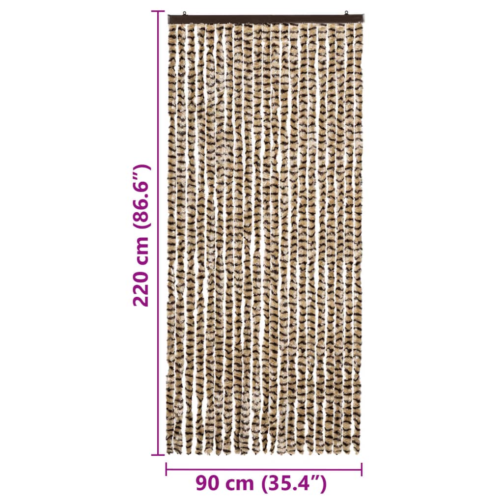 Vliegengordijn 90x220 cm chenille beige en bruin is nu te koop bij PeponiXL, paradijselijk wonen!