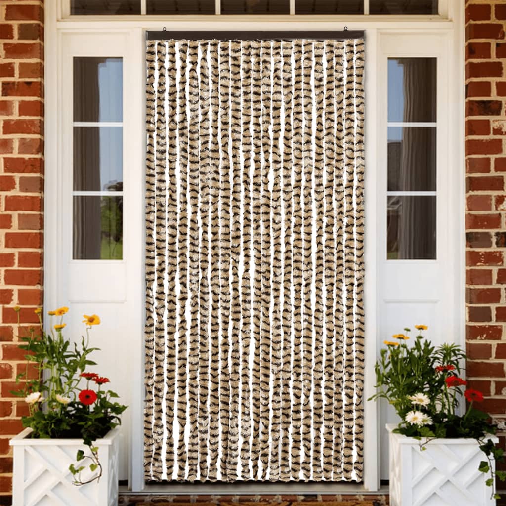 Vliegengordijn 90x220 cm chenille beige en bruin is nu te koop bij PeponiXL, paradijselijk wonen!