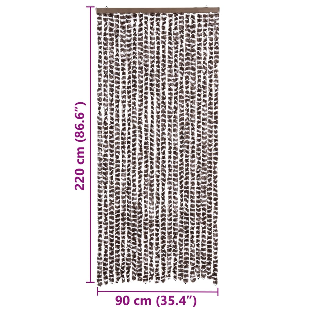 Vliegengordijn 90x220 cm chenille bruin en wit is nu te koop bij PeponiXL, paradijselijk wonen!
