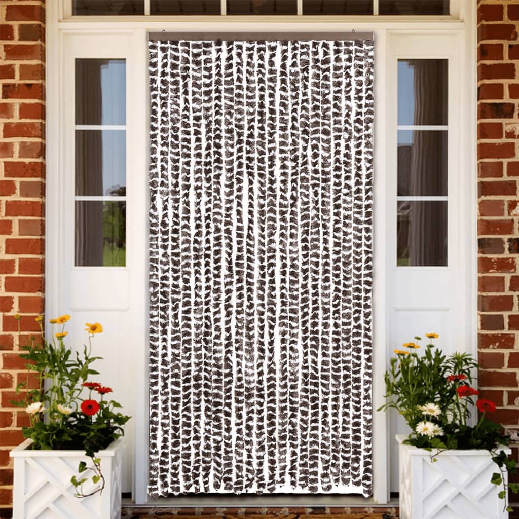 Vliegengordijn 90x220 cm chenille bruin en wit is nu te koop bij PeponiXL, paradijselijk wonen!