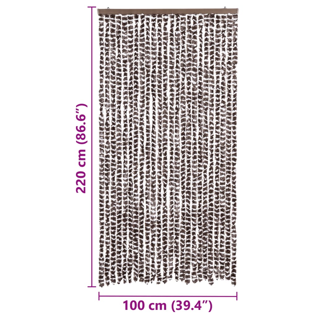 Vliegengordijn 100x220 cm chenille bruin en wit is nu te koop bij PeponiXL, paradijselijk wonen!