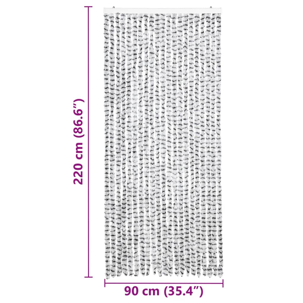 Vliegengordijn 90x220 cm chenille licht- en donkergrijs is nu te koop bij PeponiXL, paradijselijk wonen!