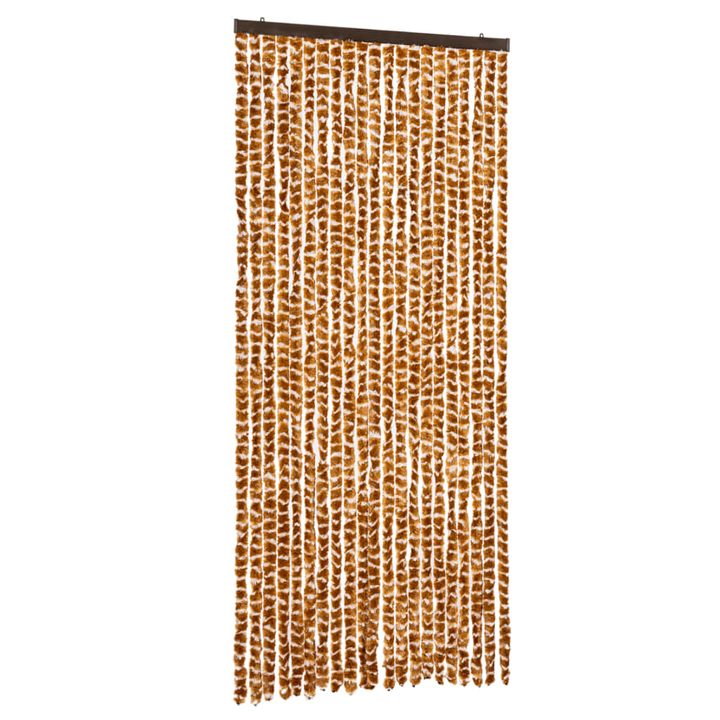 Vliegengordijn 90x220 cm chenille oker en wit is nu te koop bij PeponiXL, paradijselijk wonen!