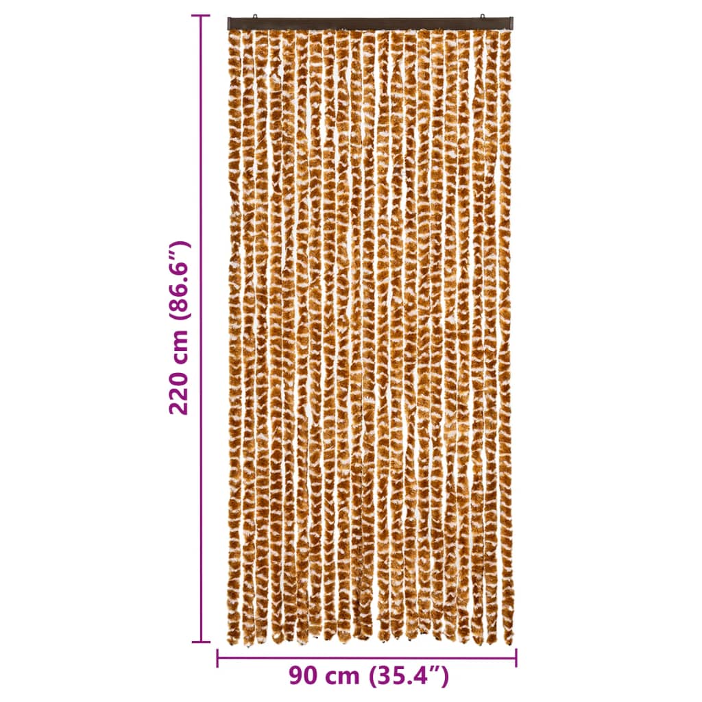 Vliegengordijn 90x220 cm chenille oker en wit is nu te koop bij PeponiXL, paradijselijk wonen!