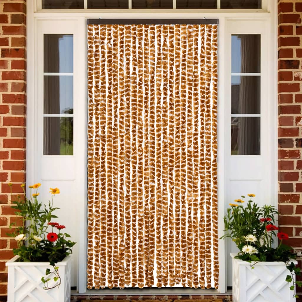 Vliegengordijn 90x220 cm chenille oker en wit is nu te koop bij PeponiXL, paradijselijk wonen!