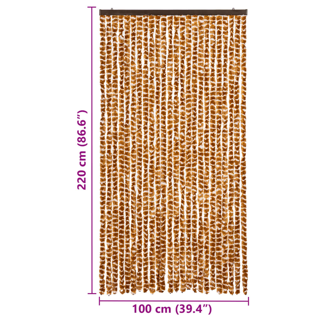 Vliegengordijn 100x220 cm chenille oker en wit is nu te koop bij PeponiXL, paradijselijk wonen!