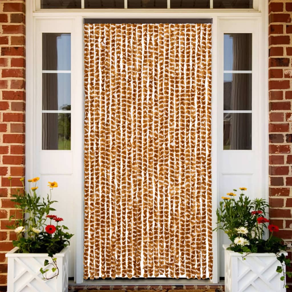 Vliegengordijn 100x220 cm chenille oker en wit is nu te koop bij PeponiXL, paradijselijk wonen!