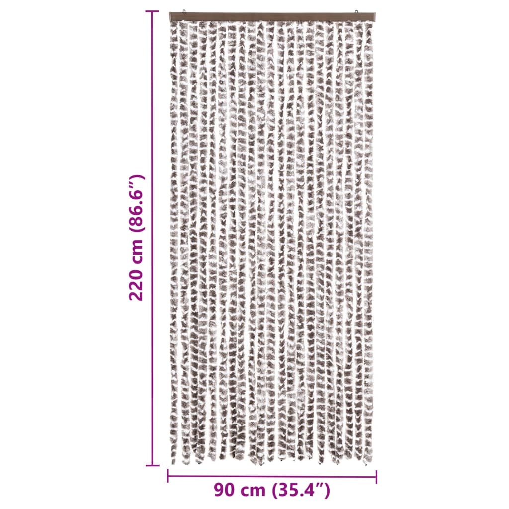 Vliegengordijn 90x220 cm chenille taupe en wit is nu te koop bij PeponiXL, paradijselijk wonen!