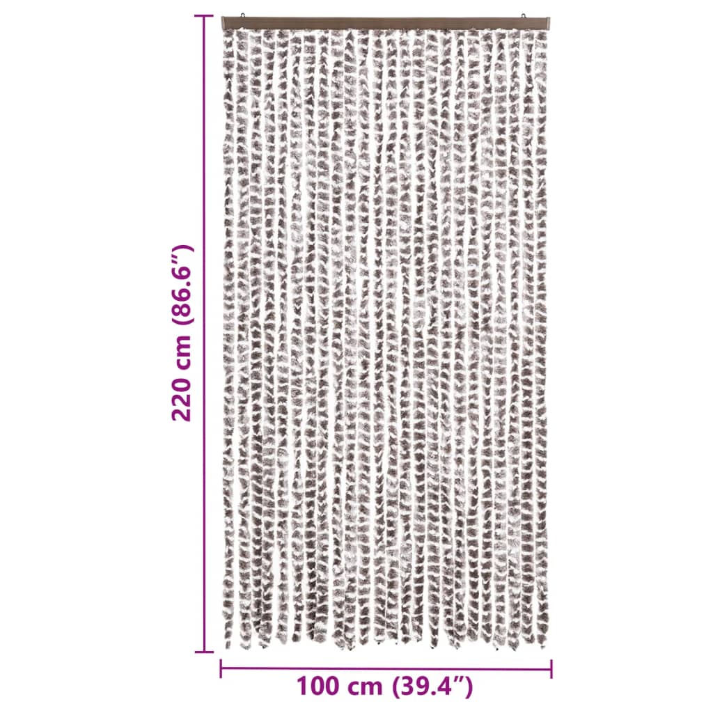 Vliegengordijn 100x220 cm chenille taupe en wit is nu te koop bij PeponiXL, paradijselijk wonen!