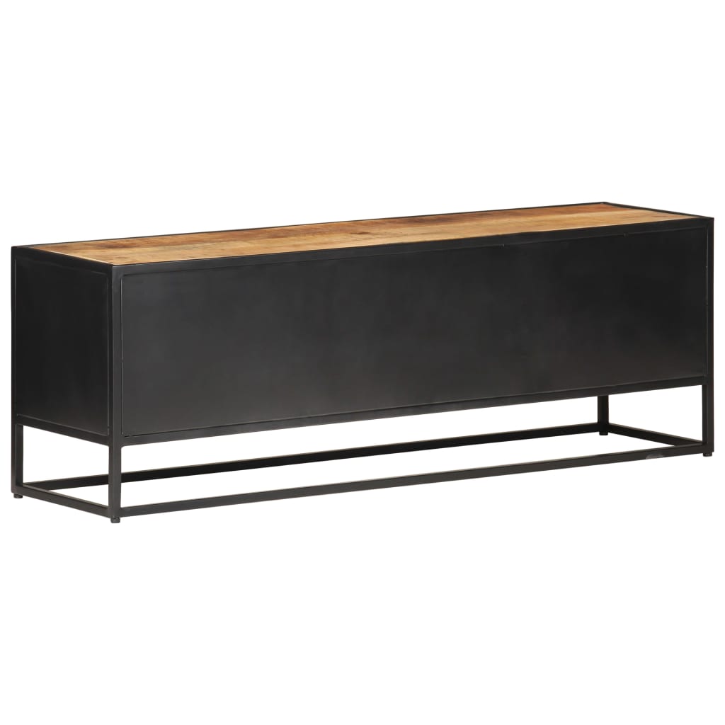 Tv-meubel 120x30x40 cm ruw mangohout en natuurlijk riet