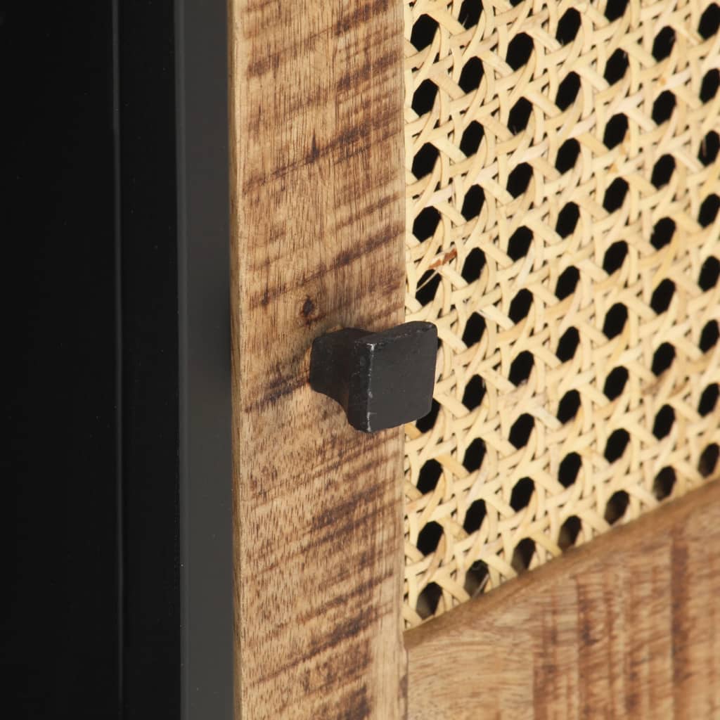 Tv-meubel 120x30x40 cm ruw mangohout en natuurlijk riet