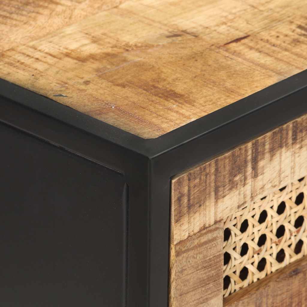 Wandtafel 100x35x75 cm ruw mangohout en natuurlijk riet is nu te koop bij PeponiXL, paradijselijk wonen!