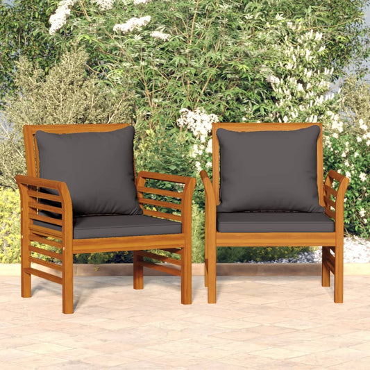 Fauteuils 2 st met donkergrijze kussens massief acaciahout is nu te koop bij PeponiXL, paradijselijk wonen!
