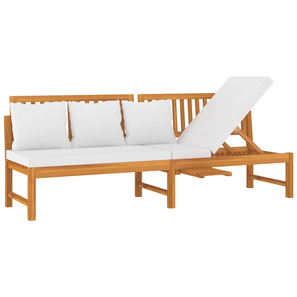 Dagbed met crèmekleurig kussen 200x60x75 cm massief acaciahout is nu te koop bij PeponiXL, paradijselijk wonen!