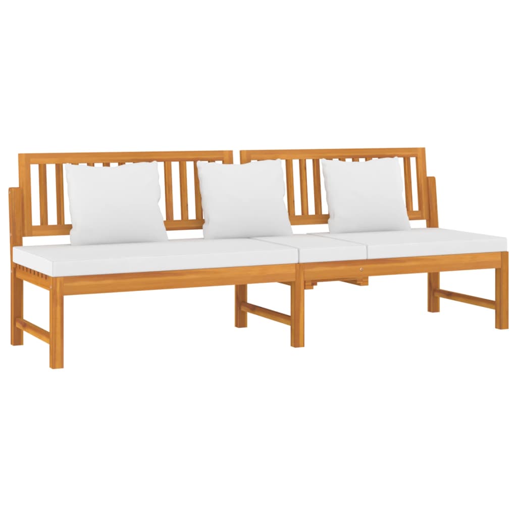 Dagbed met crèmekleurig kussen 200x60x75 cm massief acaciahout is nu te koop bij PeponiXL, paradijselijk wonen!