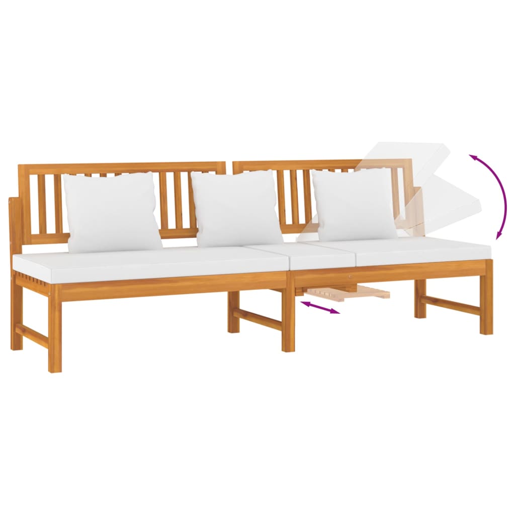 Dagbed met crèmekleurig kussen 200x60x75 cm massief acaciahout is nu te koop bij PeponiXL, paradijselijk wonen!