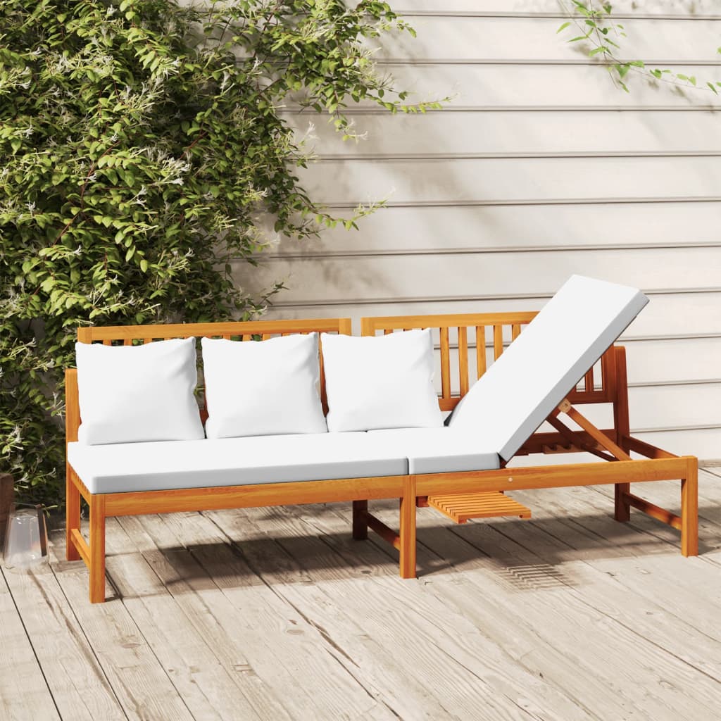 Dagbed met crèmekleurig kussen 200x60x75 cm massief acaciahout is nu te koop bij PeponiXL, paradijselijk wonen!