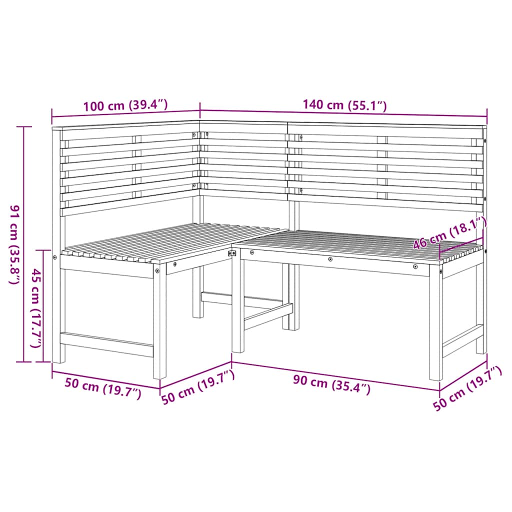 Tuinhoekbank 140 cm massief acaciahout is nu te koop bij PeponiXL, paradijselijk wonen!