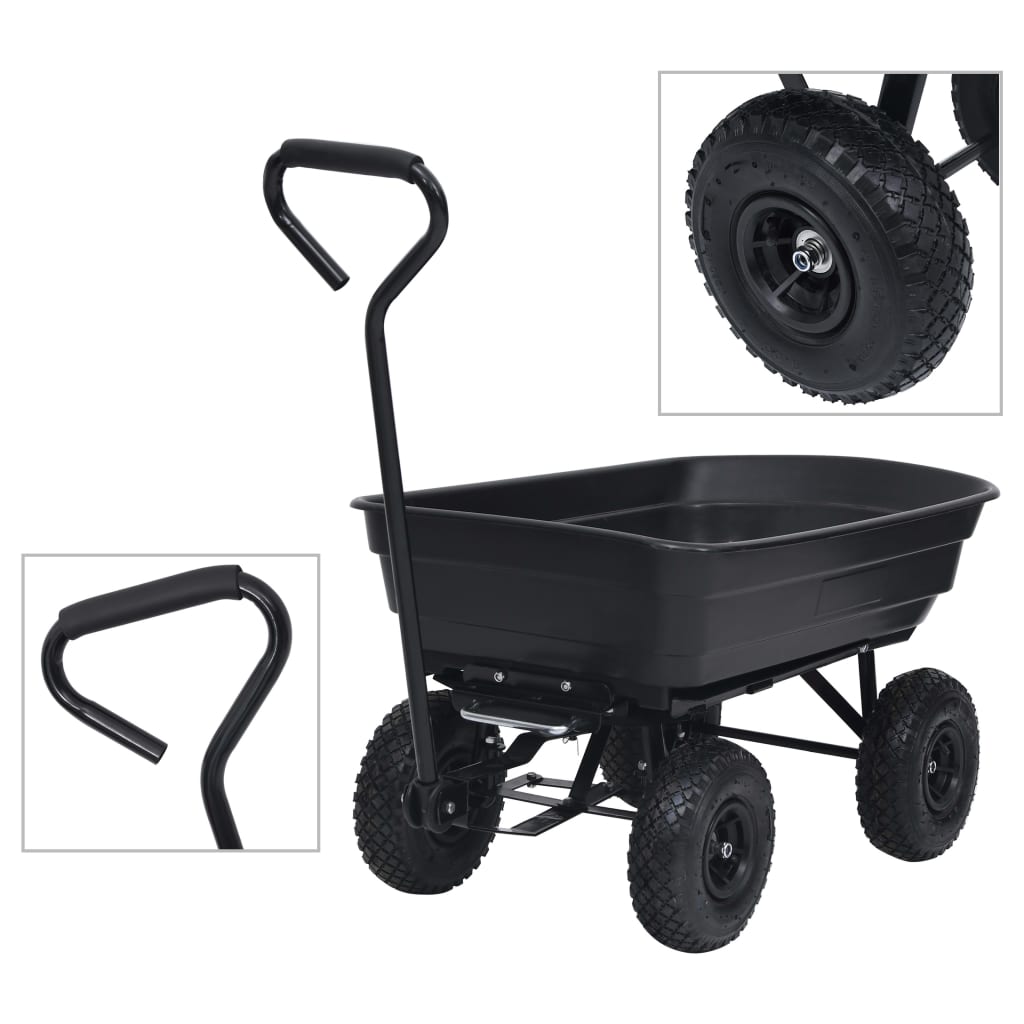 Tuinkiepwagen 300 kg 75 L zwart is nu te koop bij PeponiXL, paradijselijk wonen!