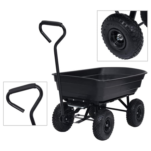 Tuinkiepwagen 300 kg 75 L zwart is nu te koop bij PeponiXL, paradijselijk wonen!