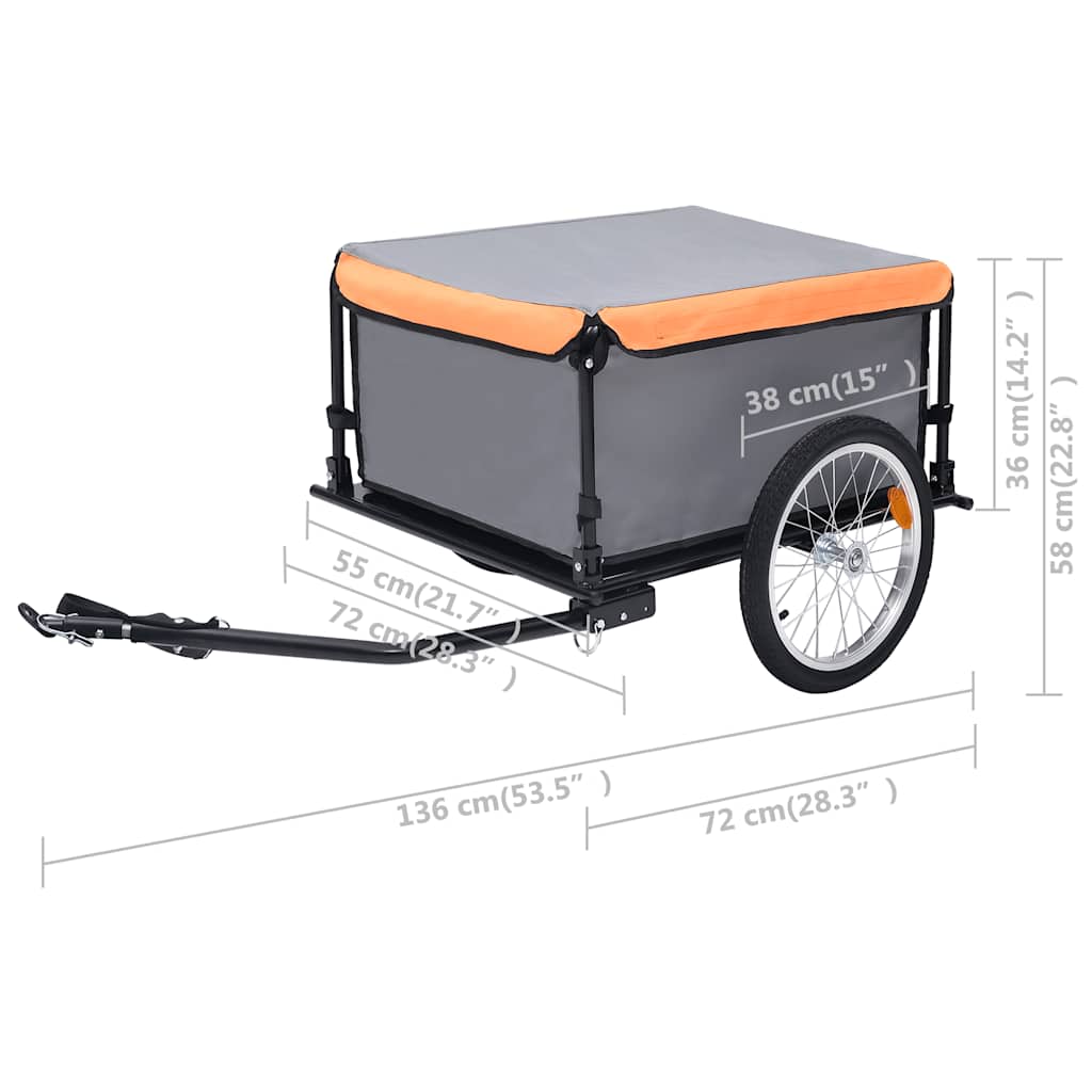 Fietstrailer 65 kg grijs en oranje is nu te koop bij PeponiXL, paradijselijk wonen!