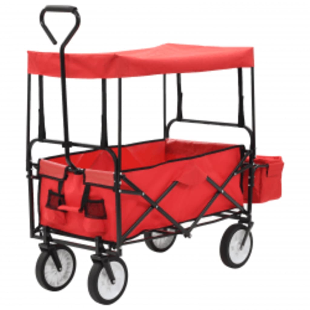 Handkar inklapbaar met luifel staal rood is nu te koop bij PeponiXL, paradijselijk wonen!