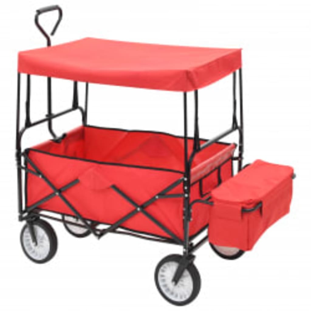 Handkar inklapbaar met luifel staal rood is nu te koop bij PeponiXL, paradijselijk wonen!