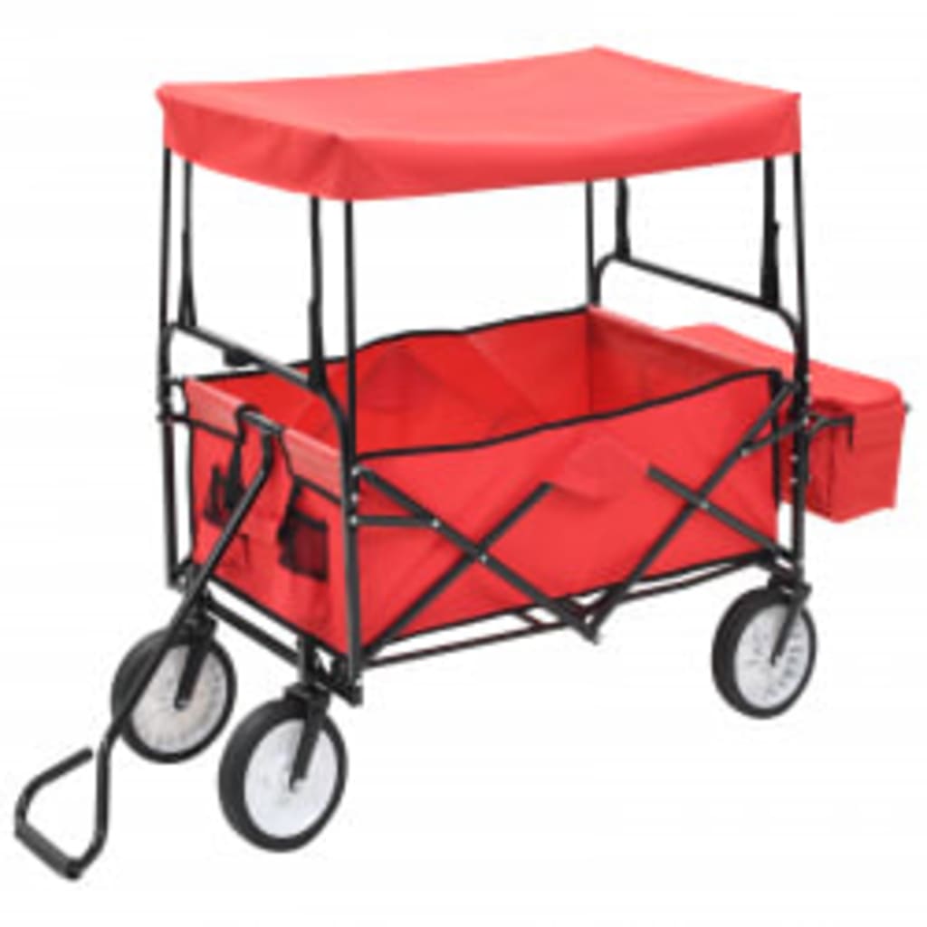 Handkar inklapbaar met luifel staal rood is nu te koop bij PeponiXL, paradijselijk wonen!