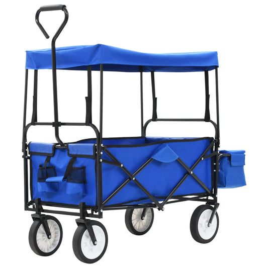 Handkar inklapbaar met luifel staal blauw is nu te koop bij PeponiXL, paradijselijk wonen!
