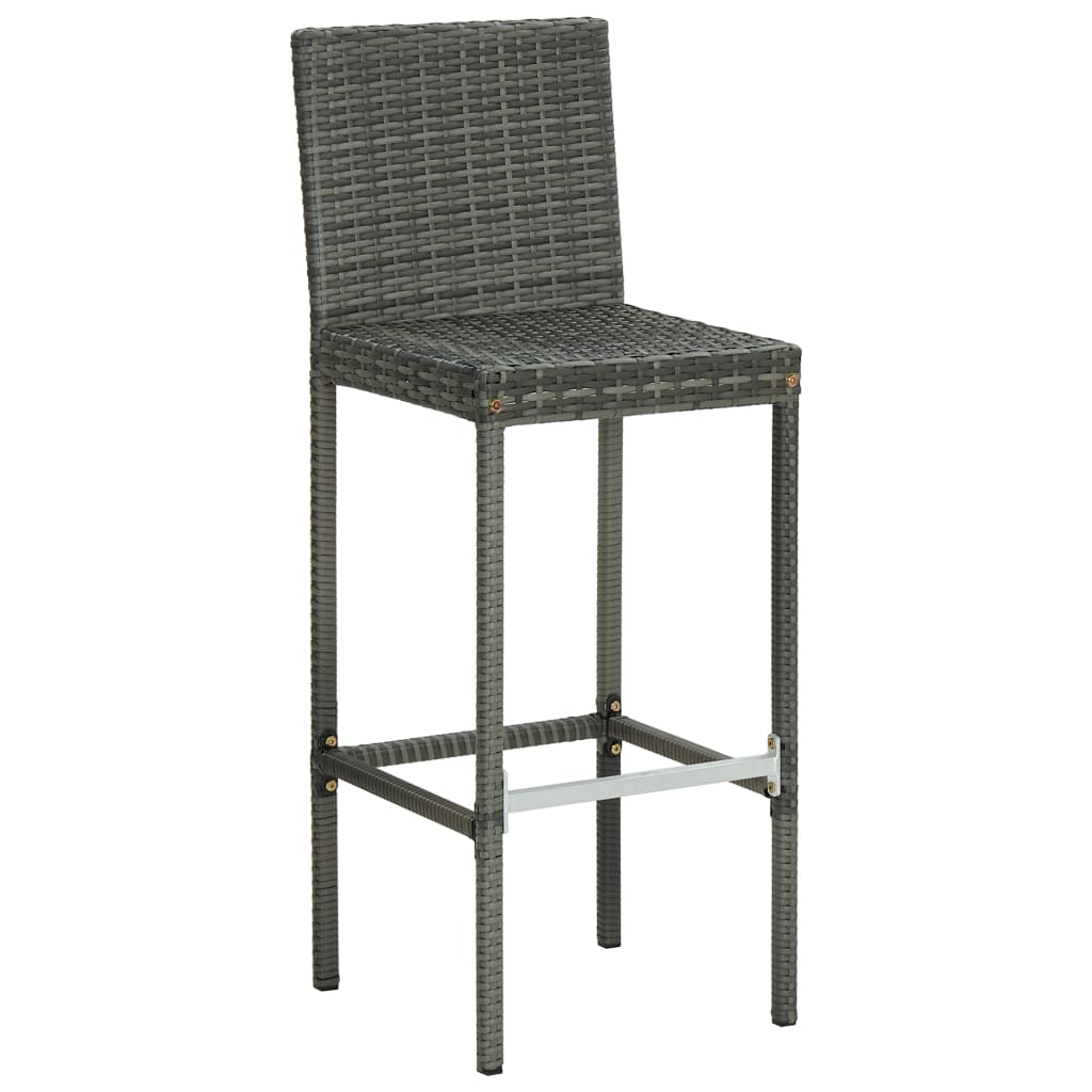 Tuinbarkrukken met kussens 2 st poly rattan grijs is nu te koop bij PeponiXL, paradijselijk wonen!