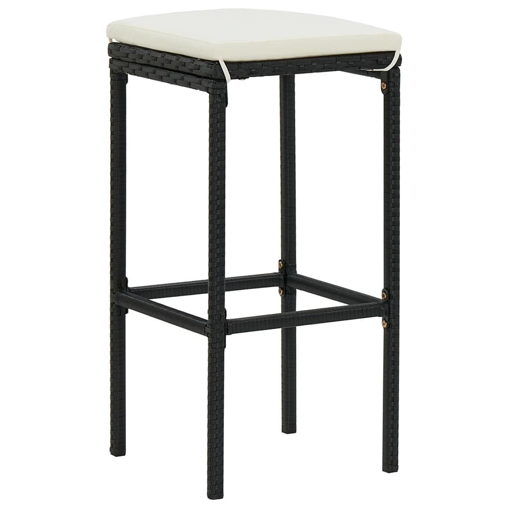 Barkrukken met kussens 3 st poly rattan zwart is nu te koop bij PeponiXL, paradijselijk wonen!