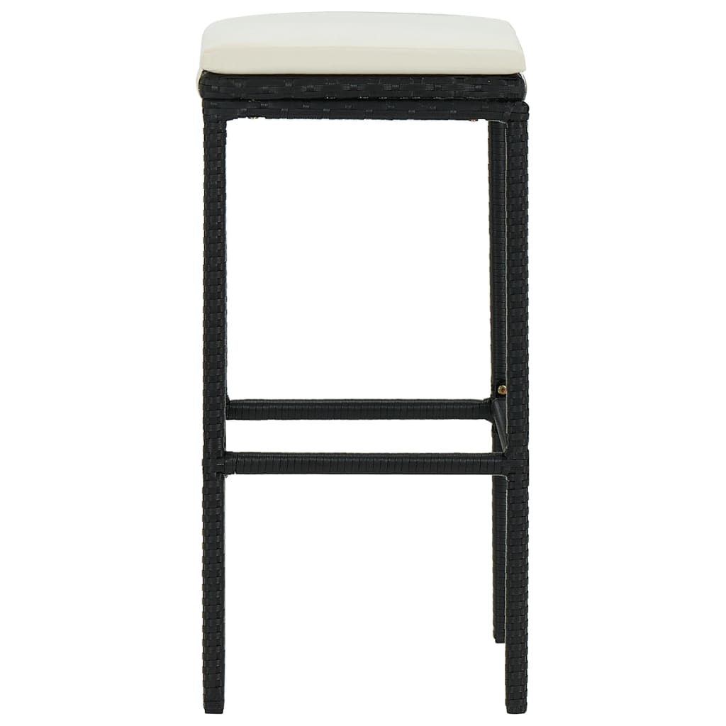 Barkrukken met kussens 3 st poly rattan zwart is nu te koop bij PeponiXL, paradijselijk wonen!