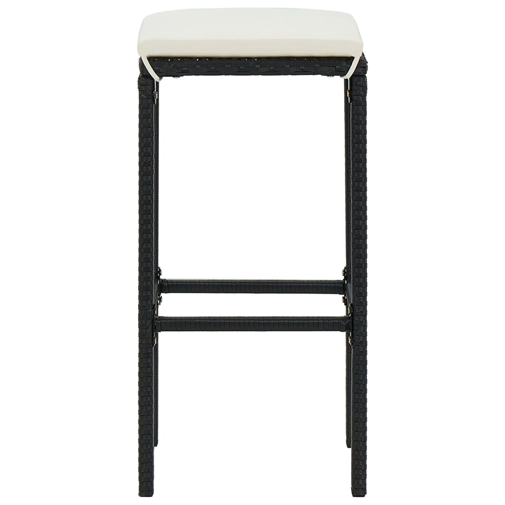 Barkrukken met kussens 3 st poly rattan zwart is nu te koop bij PeponiXL, paradijselijk wonen!
