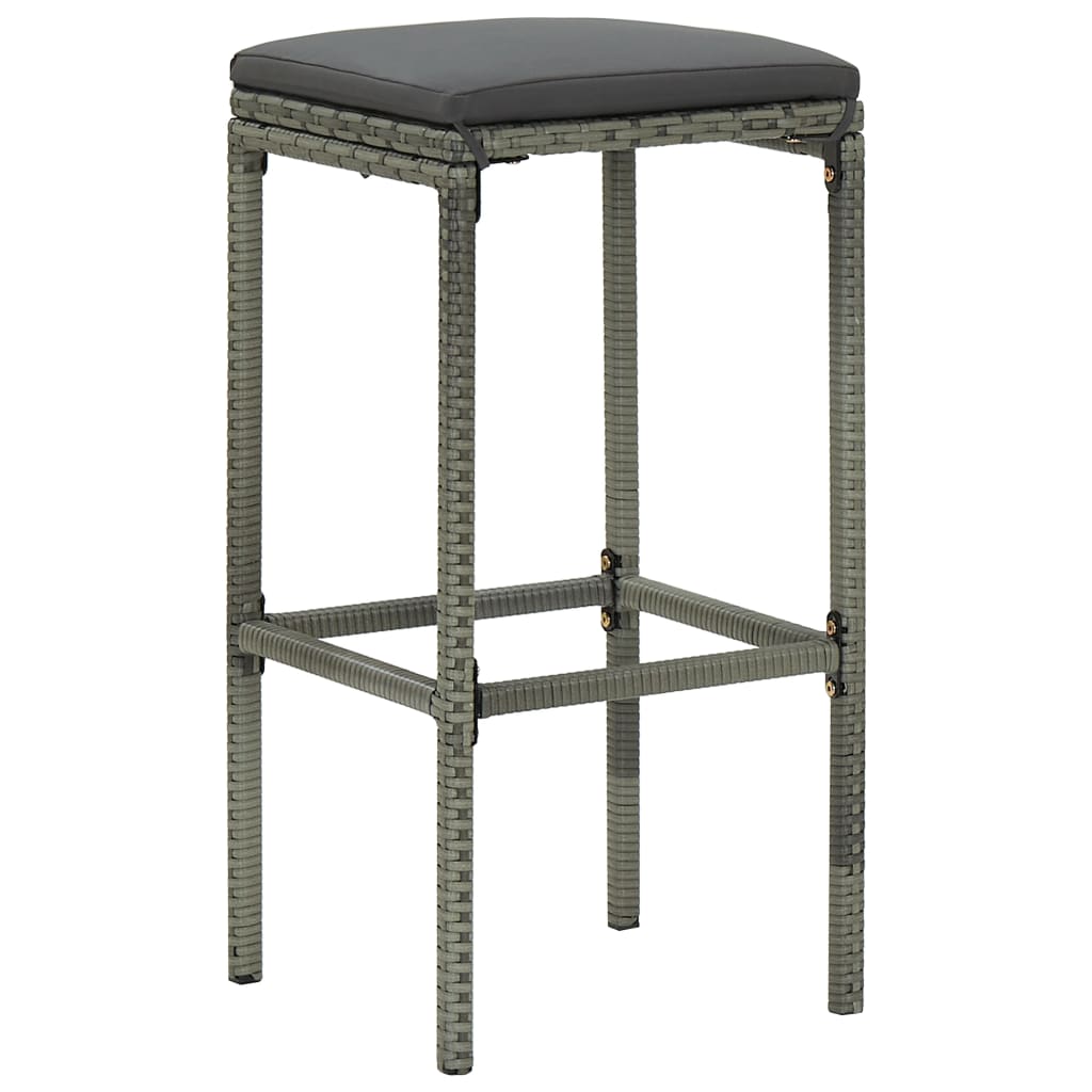 Barkrukken met kussens 3 st poly rattan grijs is nu te koop bij PeponiXL, paradijselijk wonen!