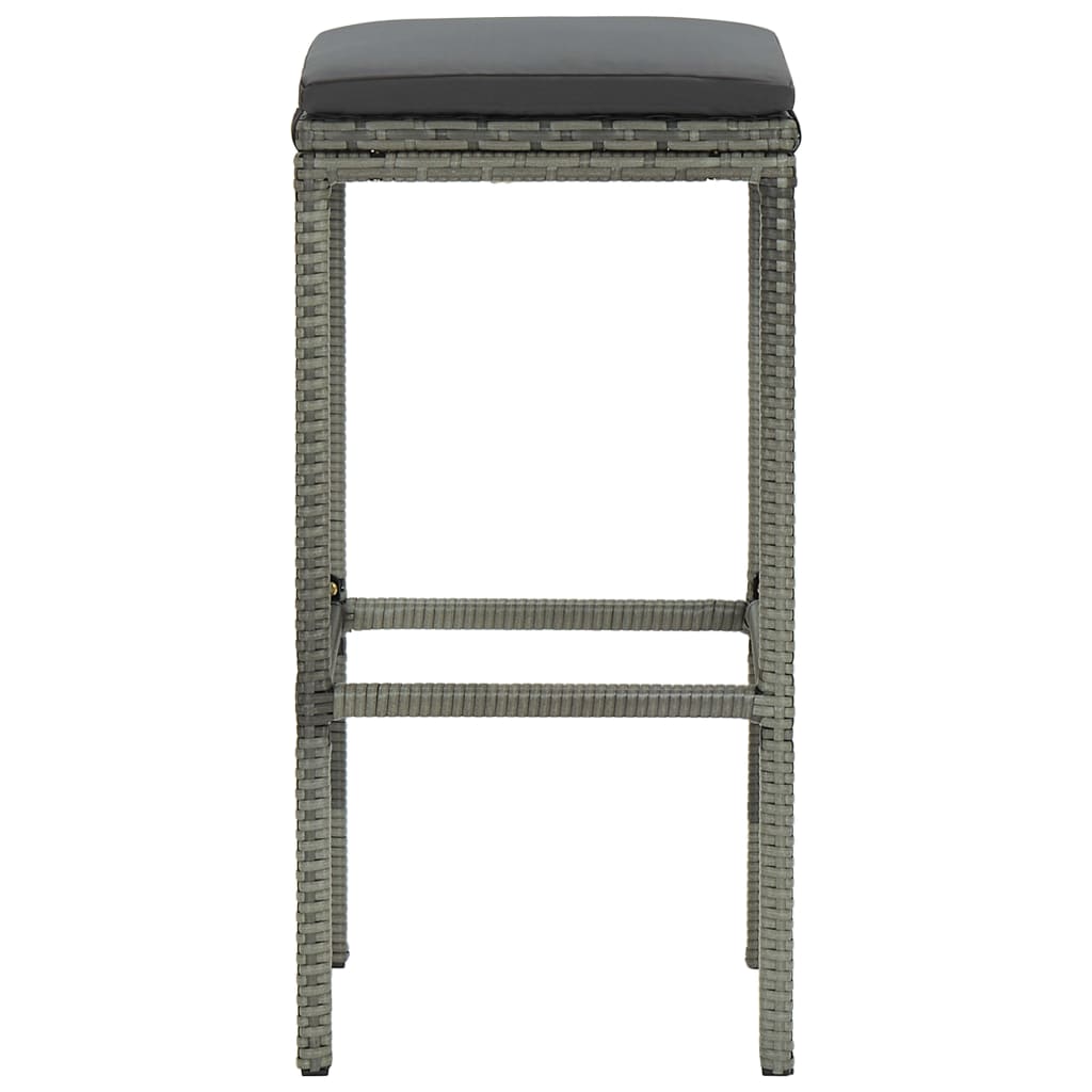 Barkrukken met kussens 3 st poly rattan grijs is nu te koop bij PeponiXL, paradijselijk wonen!