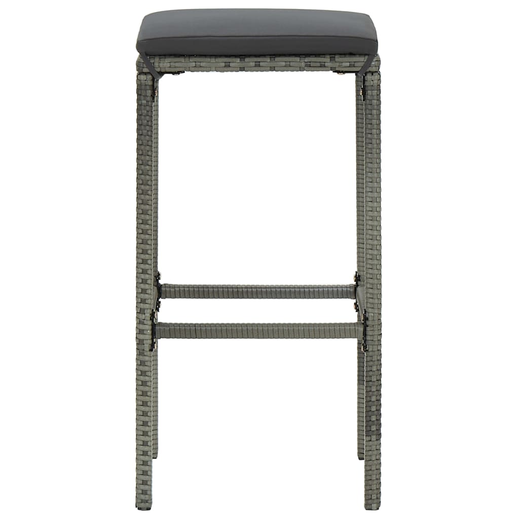 Barkrukken met kussens 3 st poly rattan grijs is nu te koop bij PeponiXL, paradijselijk wonen!