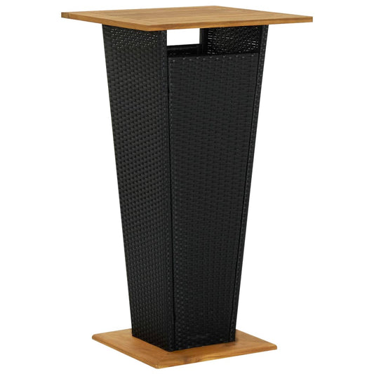 Bartafel 60x60x110 cm poly rattan en massief acaciahout zwart is nu te koop bij PeponiXL, paradijselijk wonen!